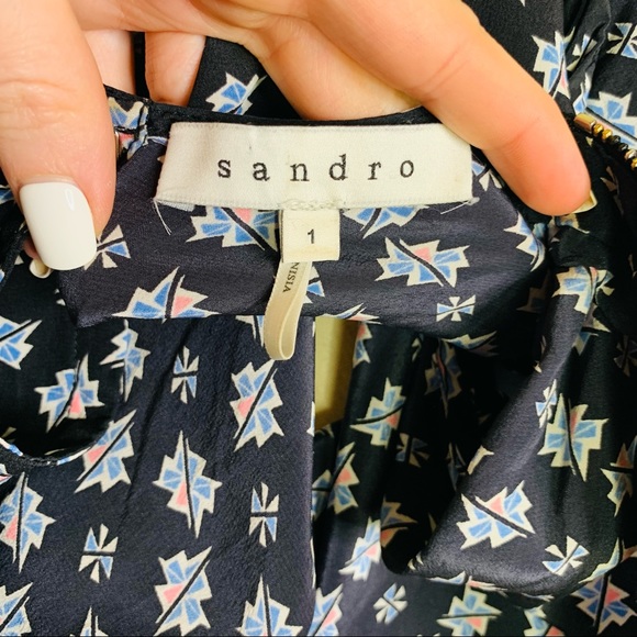 Sandro Floral Zip Front Sleeveless Blouse SMALL 3121 - Picture 7 of 10